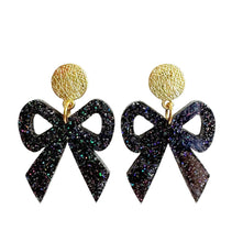 Load image into Gallery viewer, Glitter Bow Dangle Earrings
