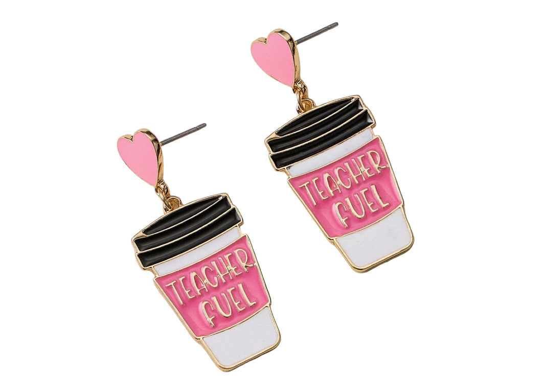 Teacher Fuel Coffee Cup Earrings