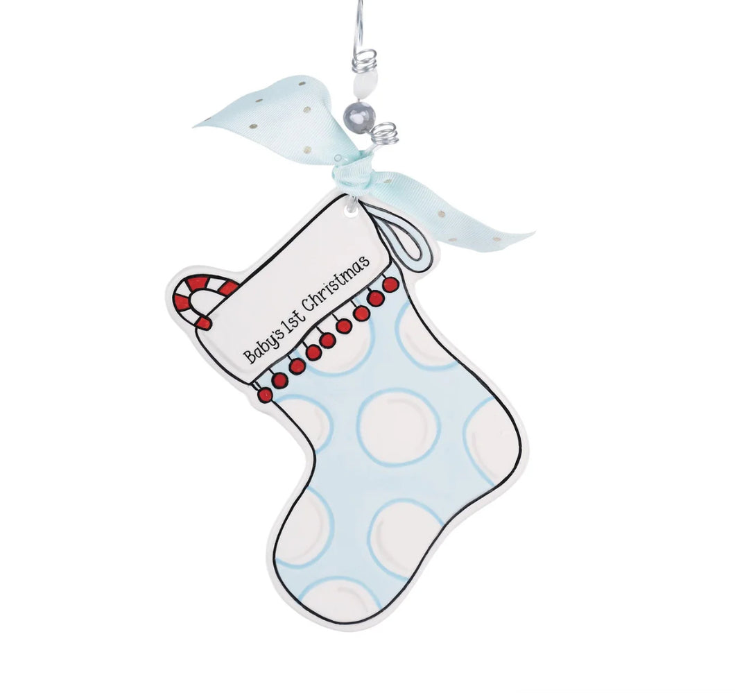 Blue Stocking Flat Ornament