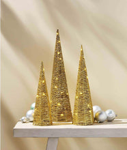 Load image into Gallery viewer, Gold Light Up Glitter Tree Cones
