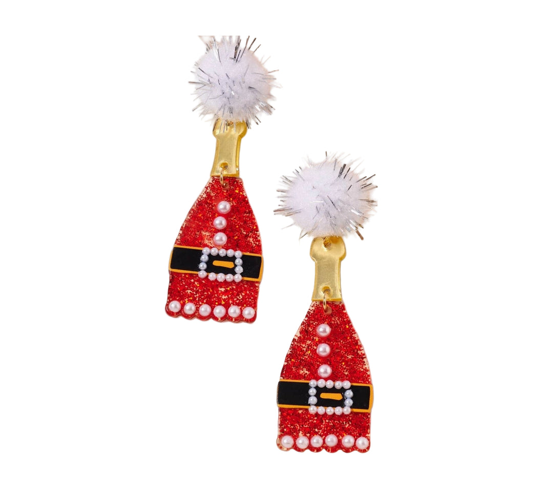 Christmas Champagne Acrylic Earrings