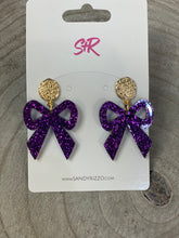 Load image into Gallery viewer, Glitter Bow Dangle Earrings
