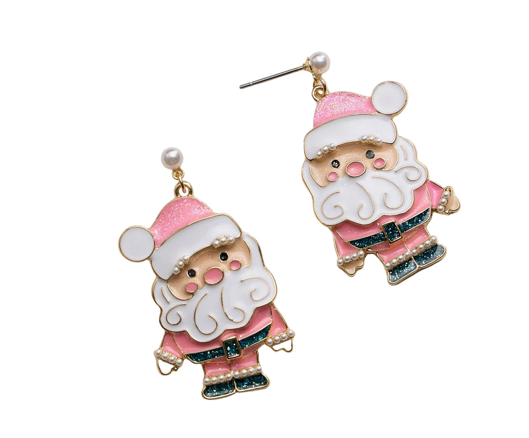 Pink Santa Claus Earrings
