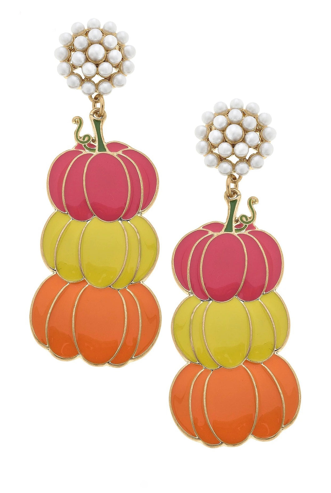 Enamel Stacked Pumpkins Earrings