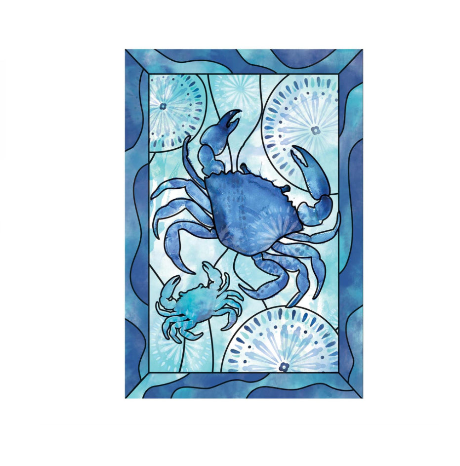 Blue Coastal Crab Appliqué Garden Flag