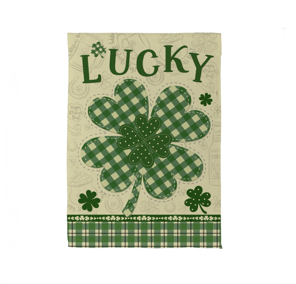 Lucky Clover Suede Garden Flag