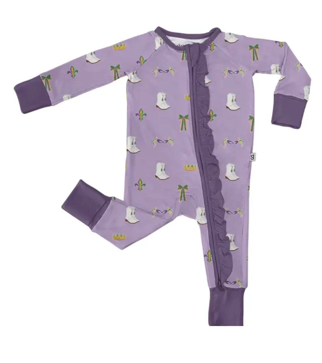 Mardi Gras Boots Long Sleeve Zip PJ