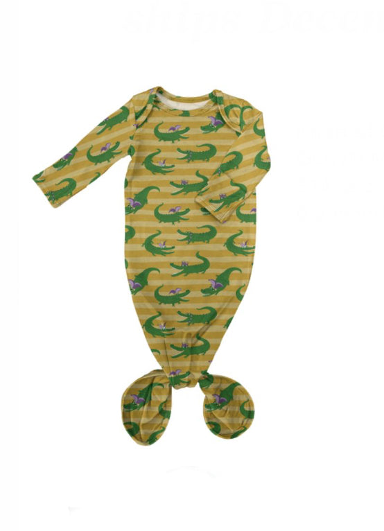 Mardi Gras Gators Knotted Baby Gown