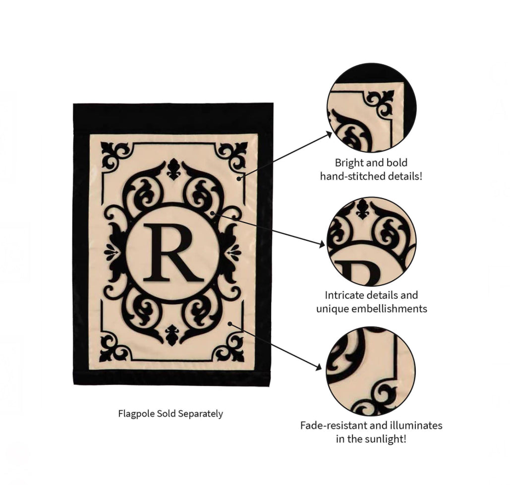 Cambridge R Monogram Garden Flag