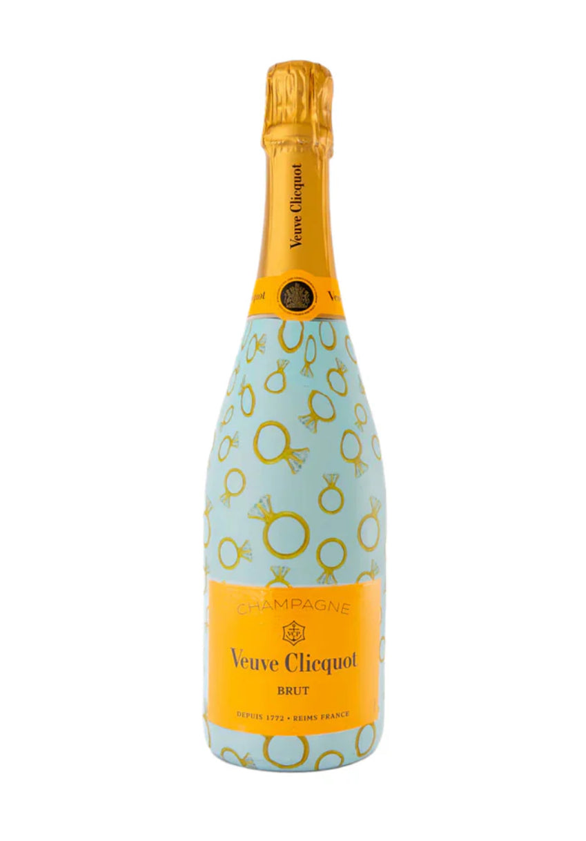 Blue Engagement Ring Veuve Bottle Wrap