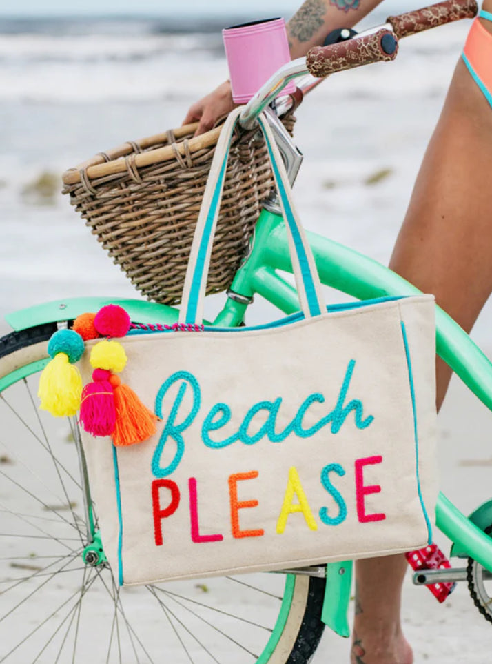 Beach Please Canvas Tote Bag