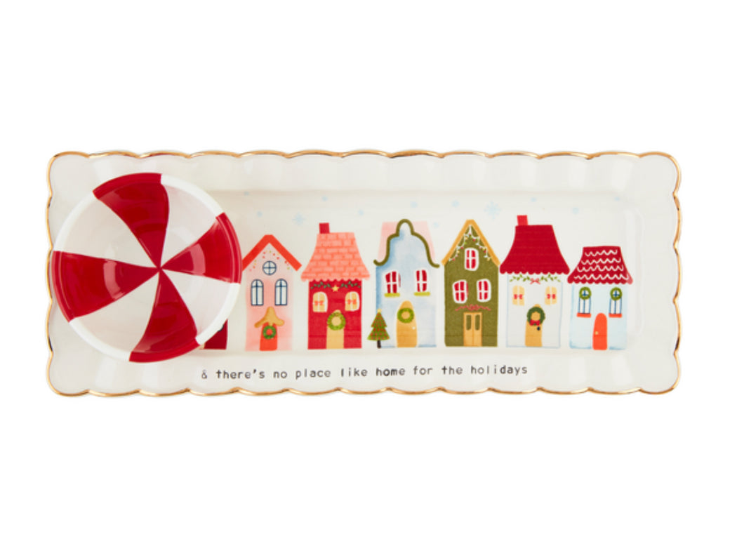 Christmas Village Dip & Tray Set