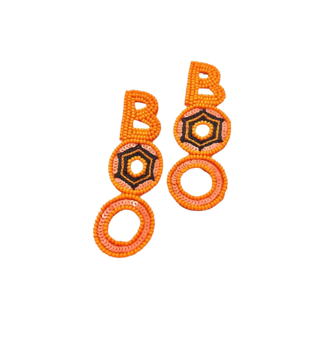 BOO Orange Beaded Earrings