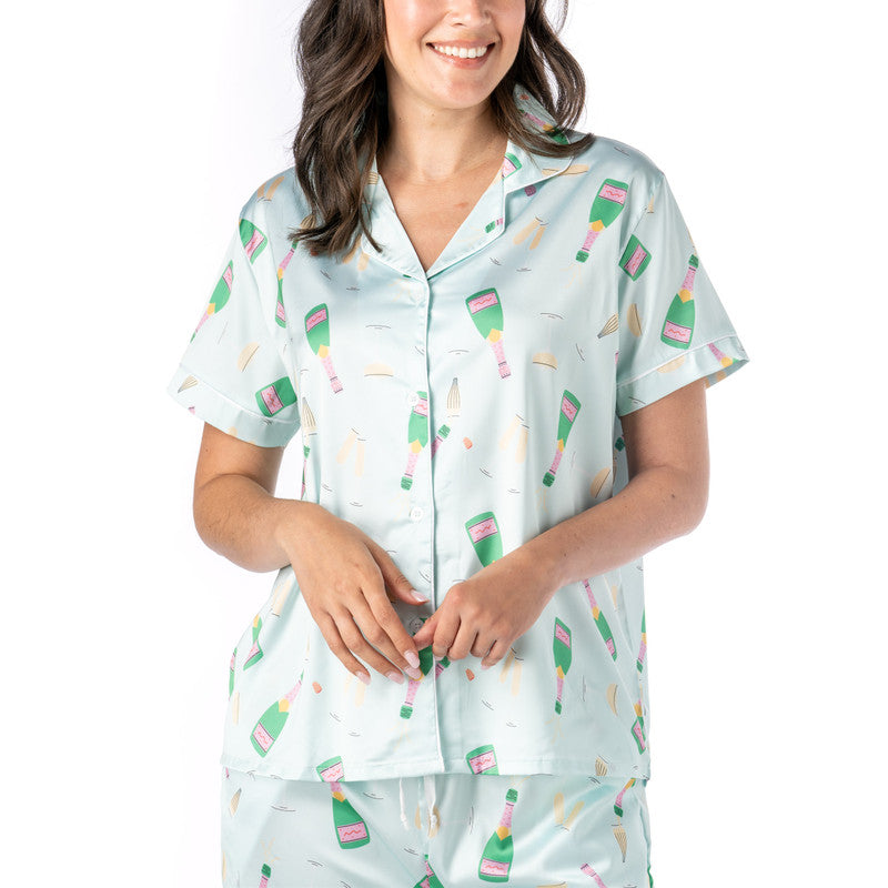 Best of the Brunch Satin Pajama Top