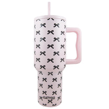 Load image into Gallery viewer, Black &amp; Pink Mini Coquette Bows 38oz Tumbler
