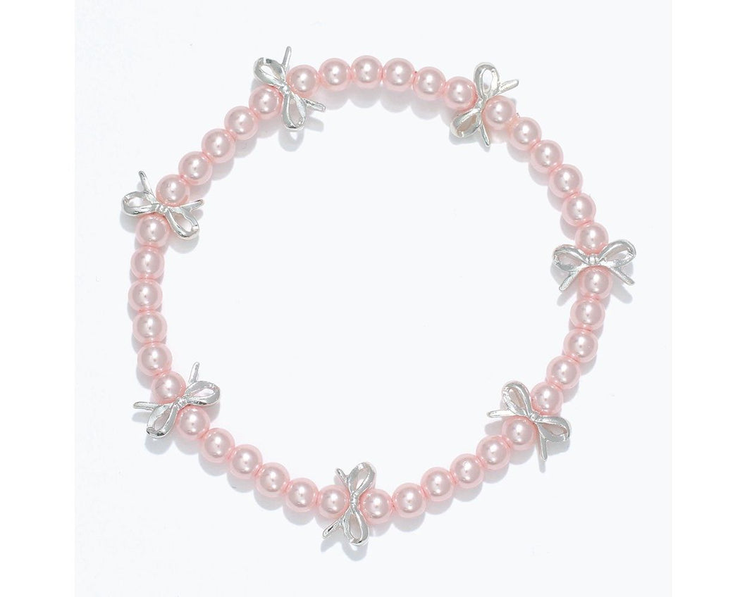 Pink Pearl & Bow Bracelet