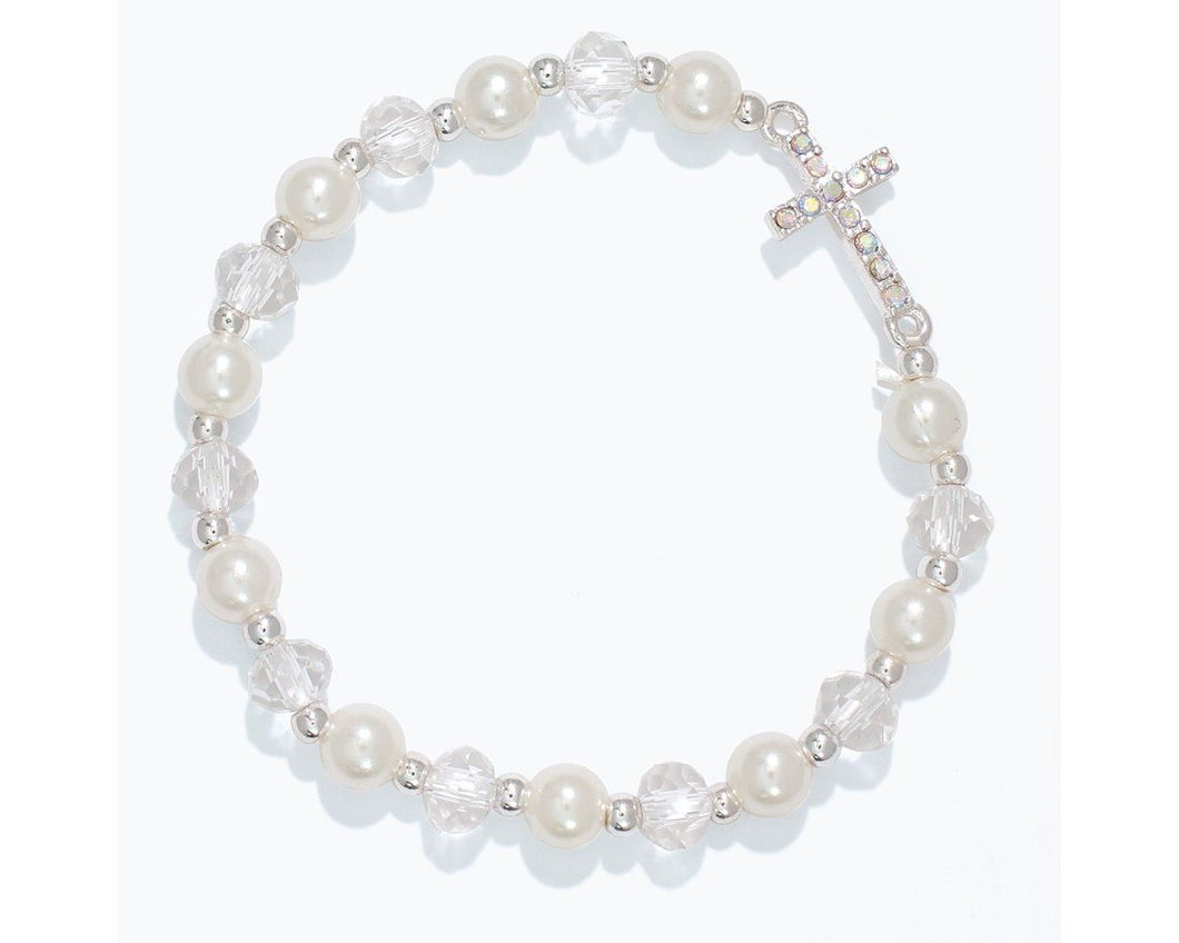 Pearl & Cross Bracelet