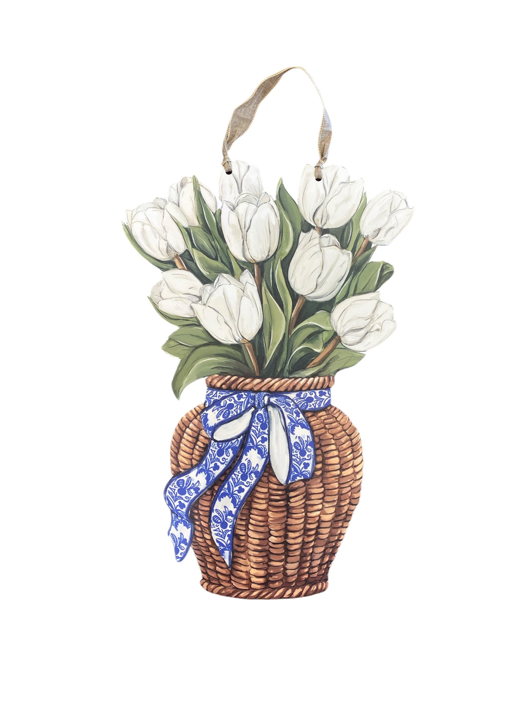 White Tulips Door Hanger