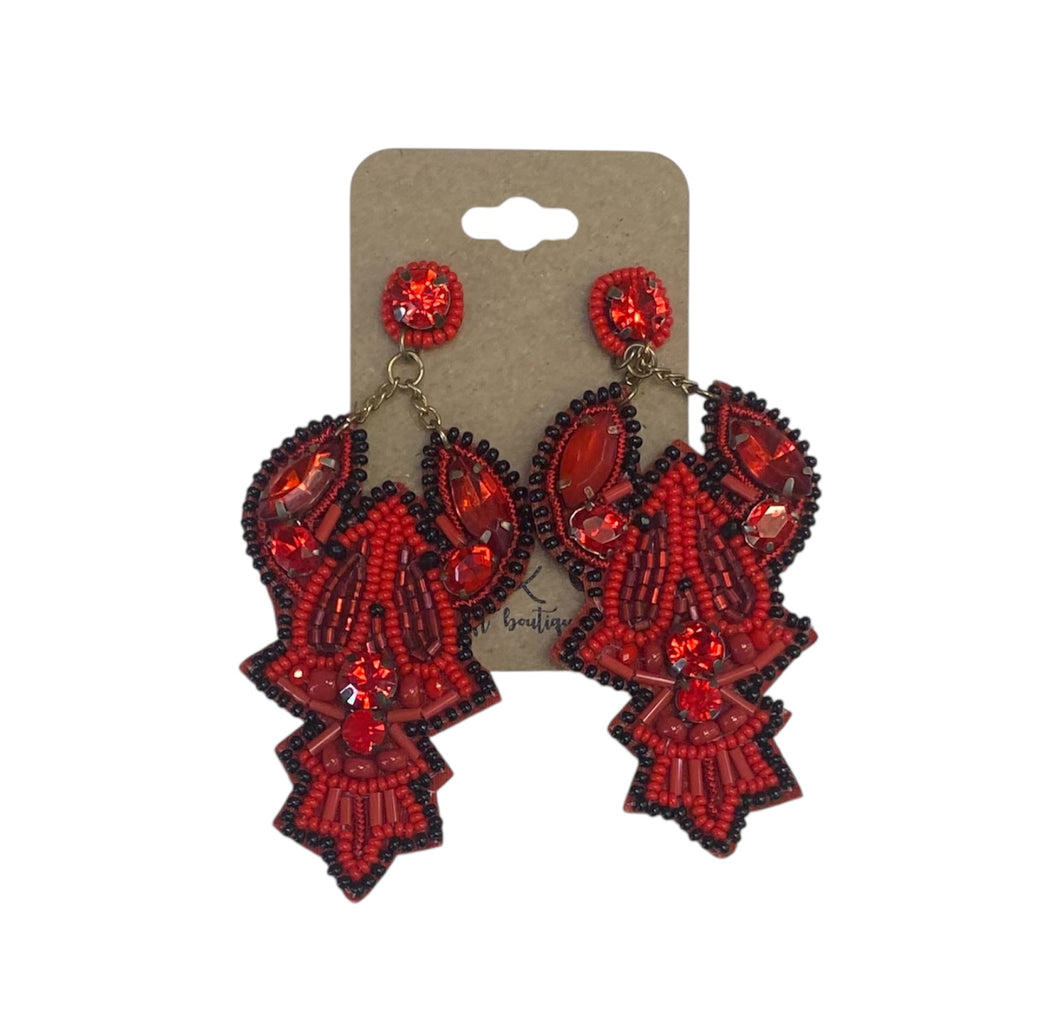 Beaded Crawfish Dandle Earrings