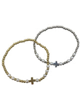 Load image into Gallery viewer, Pearl and Cross Bracelet
