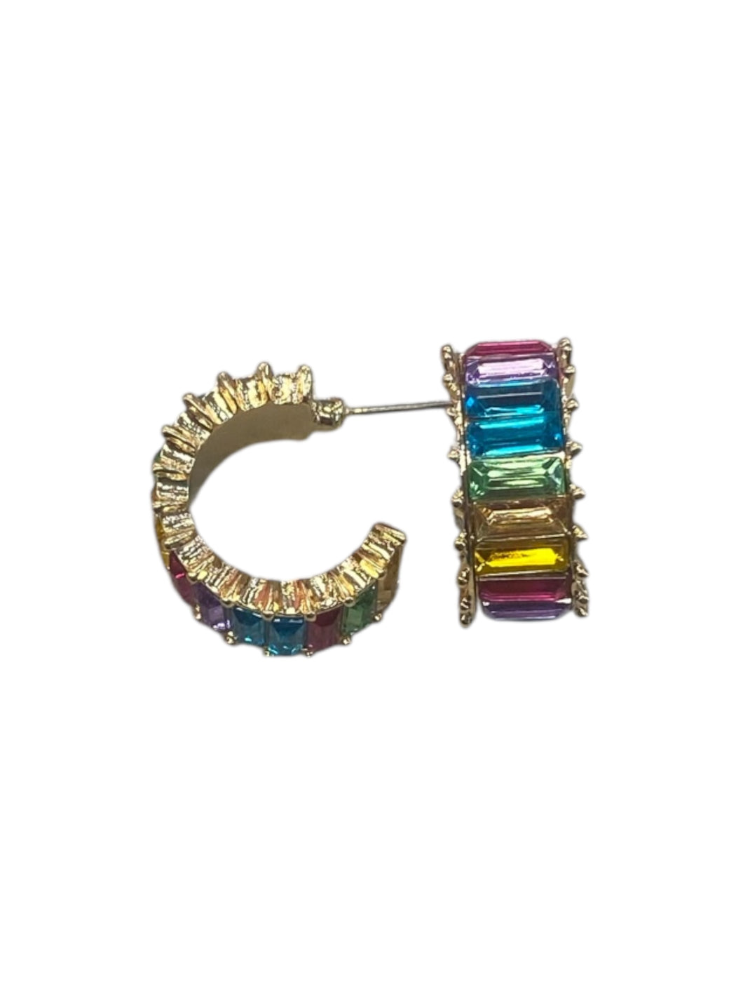 Colorful Gemstone Hoop Earrings