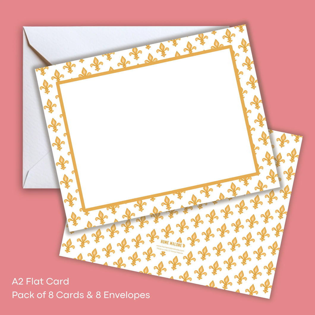 Gold Fleur de Lis 8 Notecard Set