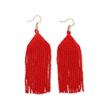 Load image into Gallery viewer, Michele Solid Beaded Fringe Earrings Tomato Red
