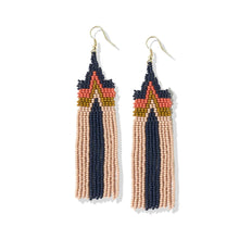 Load image into Gallery viewer, Danielle Peak Beaded Fringe Earrings Navy
