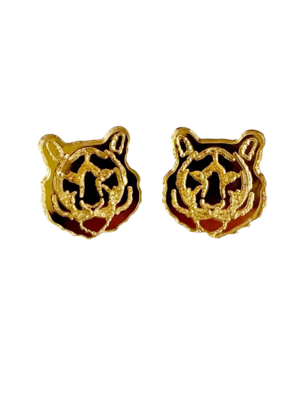 Gold Mirrored Tiger Stud