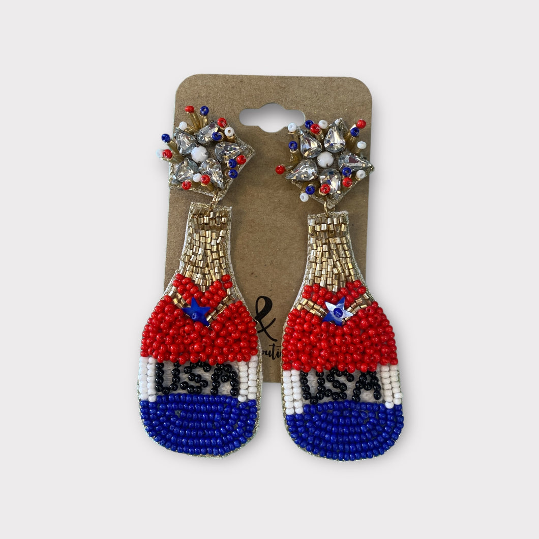 Beaded USA Bottle Earrings