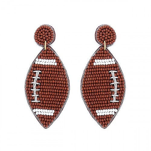 Beaded Football Earrings