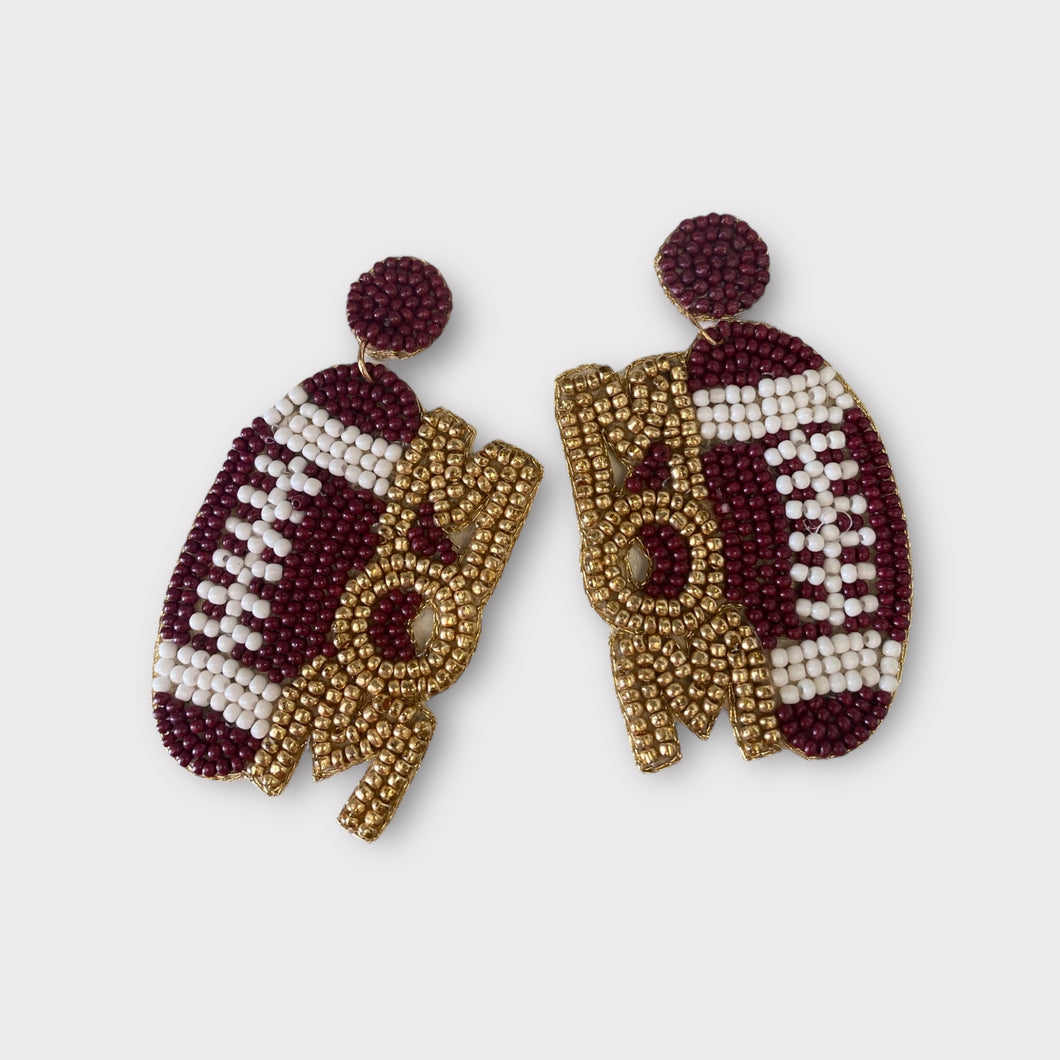 Football Mom Beaded Earrings