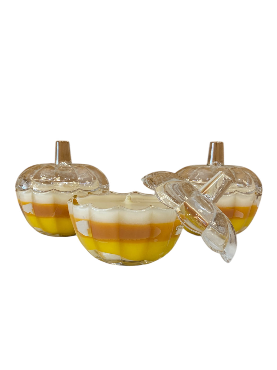 Tri Color Glass Pumpkin Candle