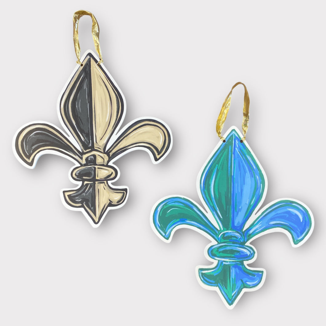 Tulane/Saints Double Side Fleur de Lis Door Hanger