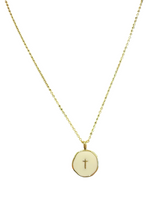 Load image into Gallery viewer, White Enamel Cross Pendant on Gold Chain Necklace
