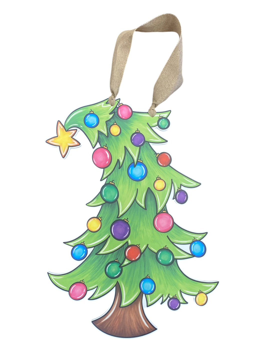 Leaning Christmas Tree Door Decor