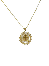 Load image into Gallery viewer, CZ Micro Pave Cross on Gold Chain Necklace
