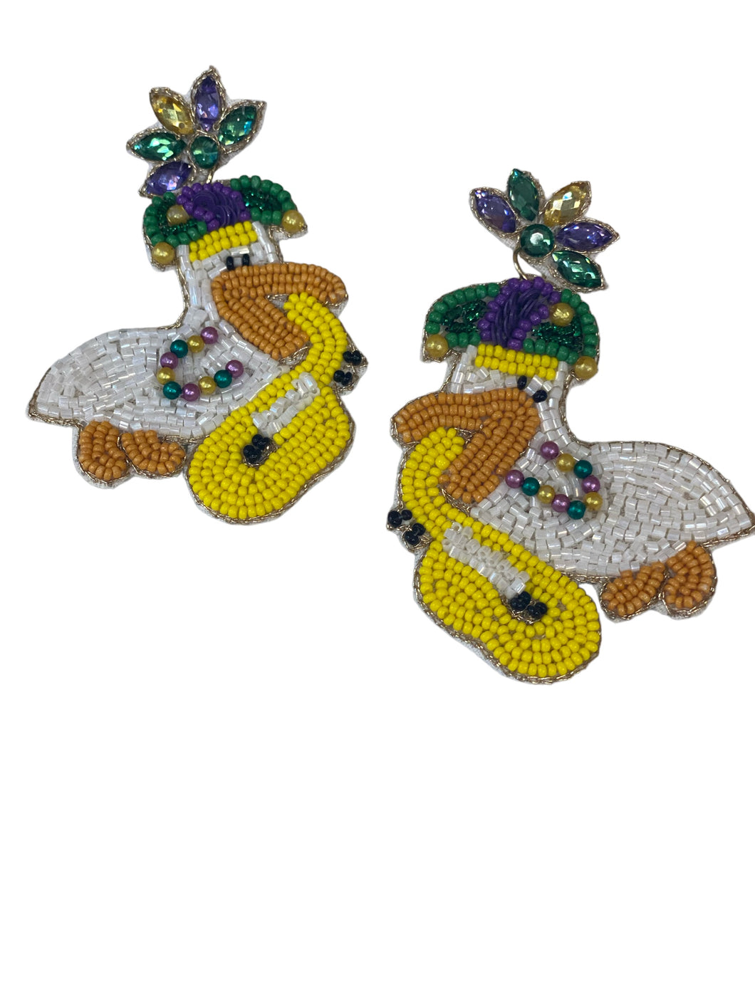 Pelican Mardi Gras Earrings