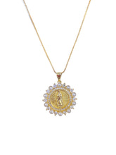Load image into Gallery viewer, Virgin Mary Round Coin on Gold Chain Necklace
