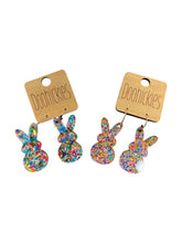 Load image into Gallery viewer, Confetti Marshmallow Bunny Dangle Earrings
