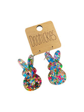 Load image into Gallery viewer, Confetti Marshmallow Bunny Dangle Earrings
