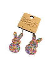 Load image into Gallery viewer, Confetti Marshmallow Bunny Dangle Earrings
