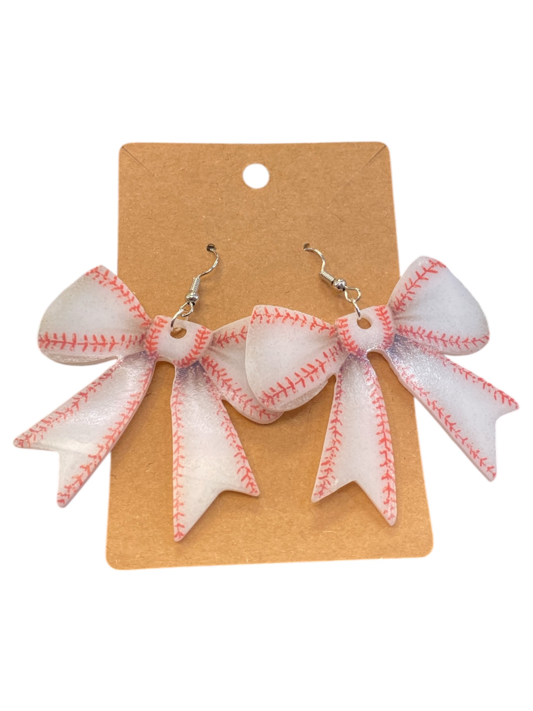 Baseball Bow Dangle Earrings