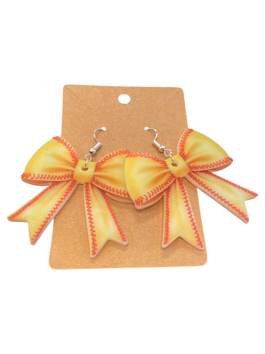 Softball Bow Dangle Earrings