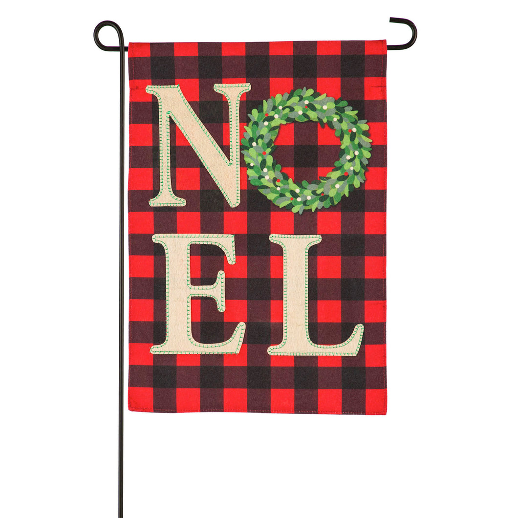 NOEL Wreath Garden Linen Flag