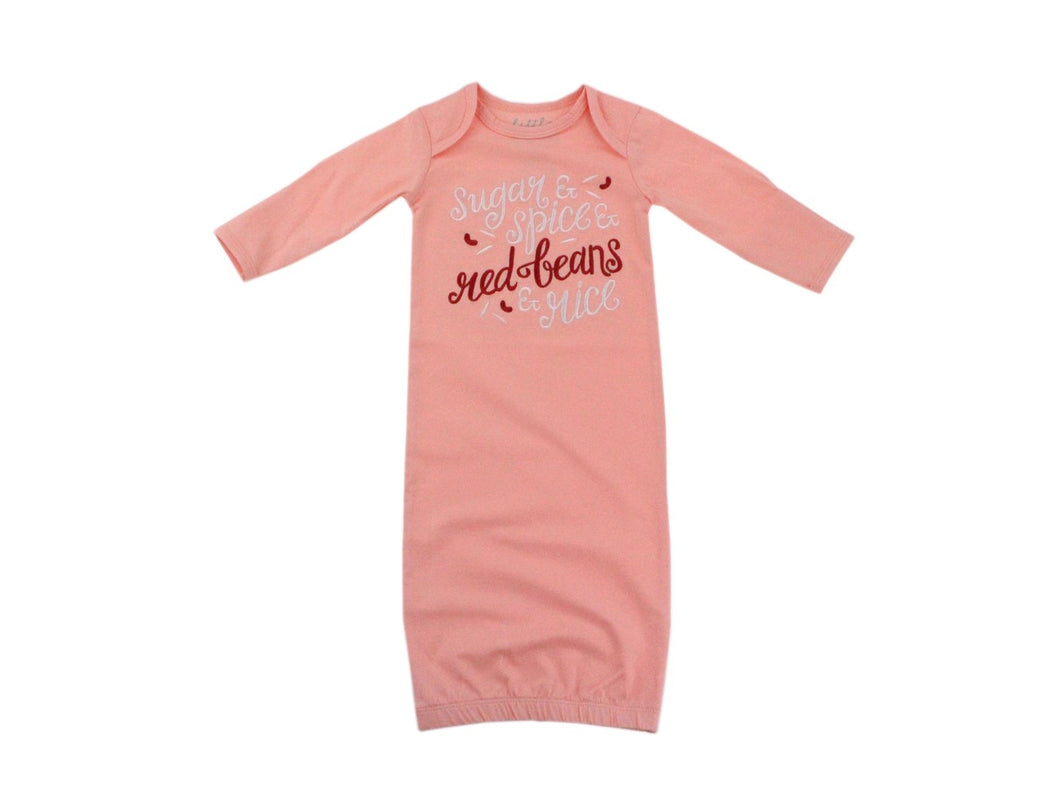 Embroidered Sugar & Spice Baby Gown