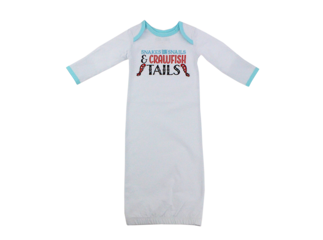 Embroidered Crawfish Tails Baby Gown