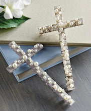 Load image into Gallery viewer, Pearl Wrapped Wooden Cross

