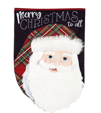 Load image into Gallery viewer, Merry Christmas Plaid Santa Garden Linen Flag
