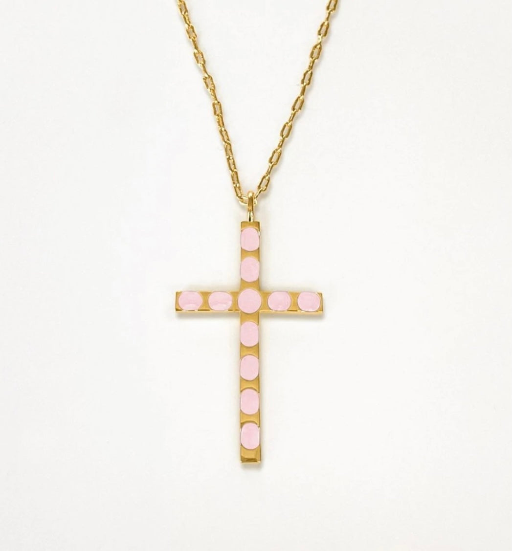 Blush Cross Pendant Necklace